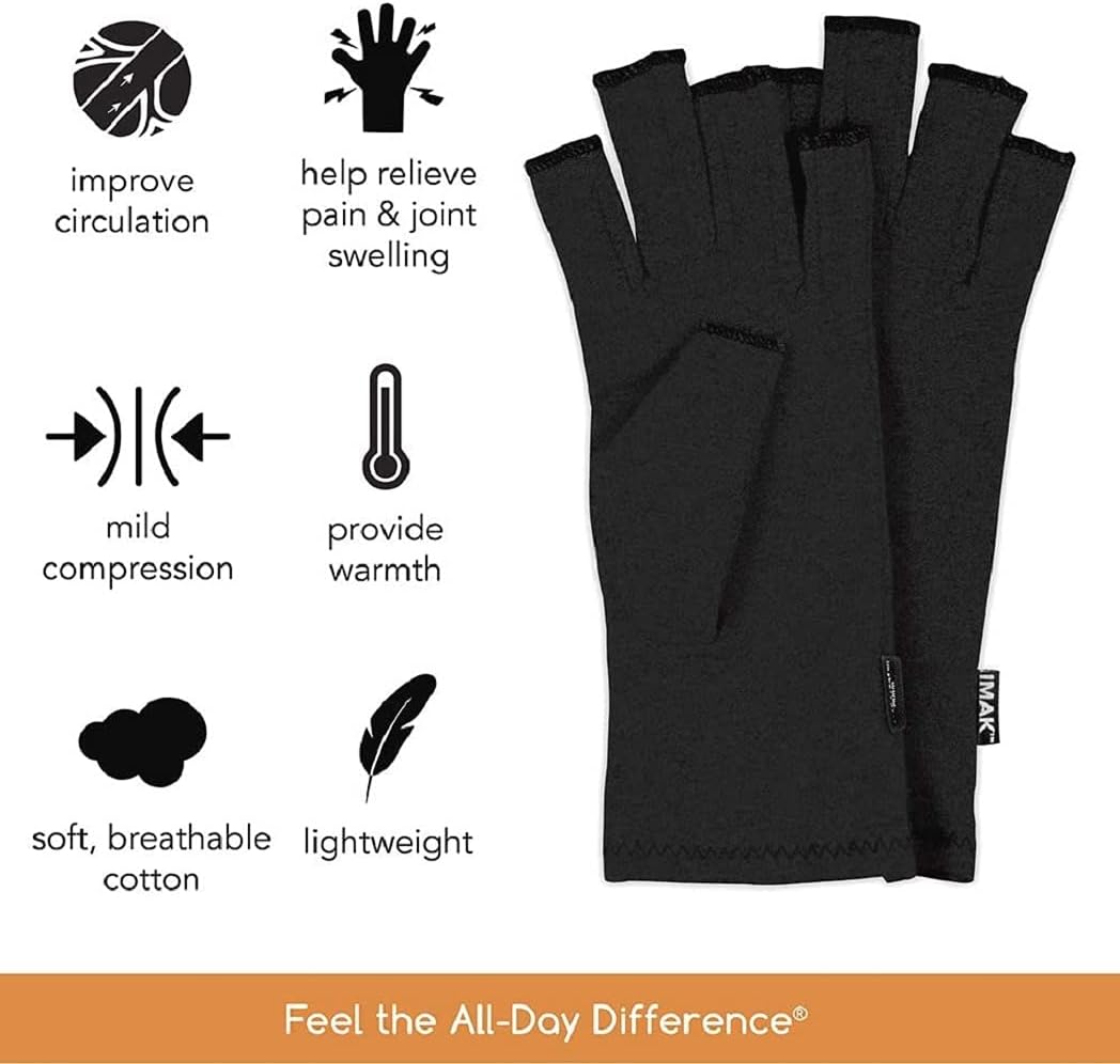 IMAK Compression Arthritis Gloves, Medium – Premium Arthritic Joint Relief Hand Gloves for Rheumatoid & Osteoarthritis – Provides Compression – Commended for Ease of Use by Arthritis Foundation : Health & Household