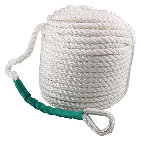 Pindex Bootsseil 12mm x 30m Ankerleine Polypropylenseil Dreisträngiges geflochtenes Weiss Festmacherleine Tauwerk für Boote | Schlitten Cover