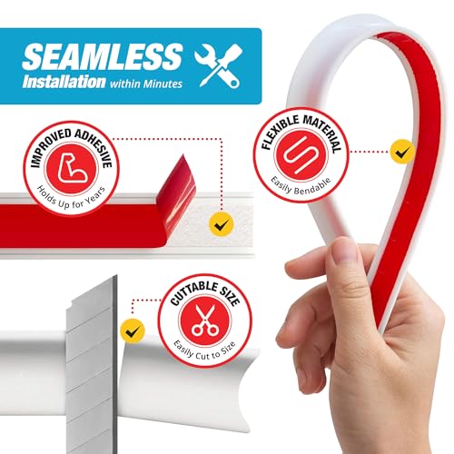 Image of Shower Threshold Water Dam Barrier 98 inch - White Collapsible Walk in Shower Water Guard - Door Bottom Seal Strip Leak Guard by Hippo Dam