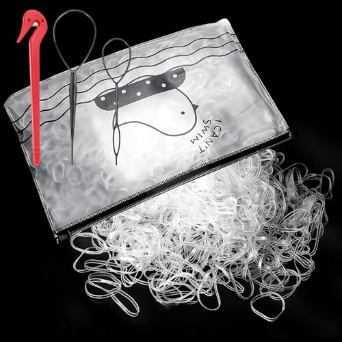 1000Pcs Hair Elastic Bands Elastic Hairs Bands with Removal Hook and 2 Braid Tools Small Elastic Bands for Hair for Kids Hair Braiding Wedding Hairstyle Hair-Accessory