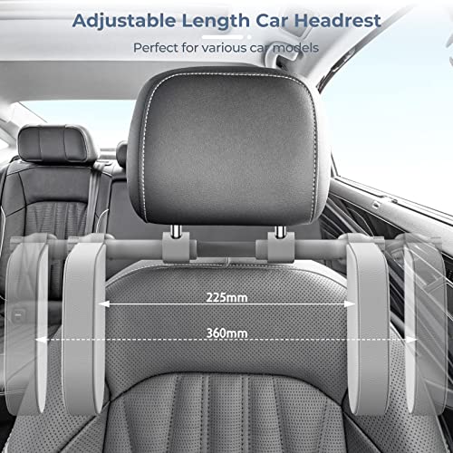 Image of Car Headrest Pillow, Road Pal Headrest, Adjustable Car Seat Head Neck Support, U Shaped Car Sleeping Pillow for Kids & Adults (Grey)