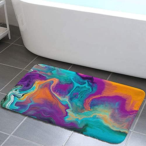 Abstract Art Colorful Bath Rug,Orange Purple Teal Yellow Blue Fabric Bathroom Decor Non Slip Bath Mats, Bath Rug Sets for Bathroom Bedroom Kitchen Outdoor Indoor,17x29 Inch image 3