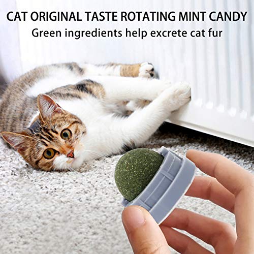 Balacoo Bola de Erva de Gato 2 peças Rotativa para Montagem de Parede Catnip Ball Brinquedos Interat