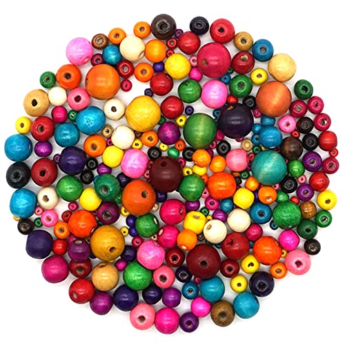 300 perline di legno naturali rotonde da infilare