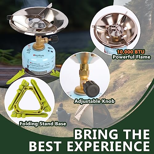 Image of Hotdevil Portable Camping Stove Burner With Fuel Can Canister Stand equivalent to Bottletop Propane Camping Stove Single Burner Backpack Stove with Adjustable Stand (Gas Canister Not Included)