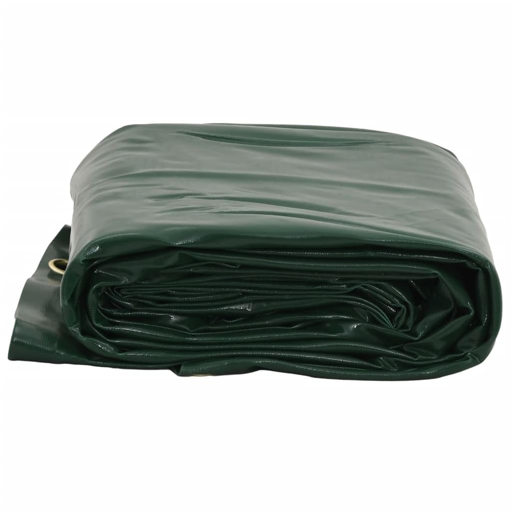 Telone verde con rivestimento in PVC, 2,5 x 4,5 m, 650 g/m², antistrappo, impermeabile, resistente ai raggi UV, con occhielli in metallo, resistente alle intemperie, per mobili da giardino