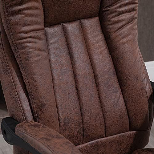 Vinsetto Executive Office Chair Micro Fibre Computer Desk Chair for Home with Arm, Swivel Wheels, Footrest, Brown