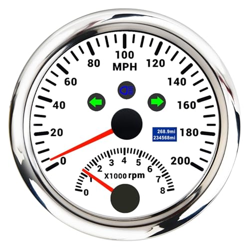 Xs[h[^[ [^[ 85mm {[g } GPS Xs[h[^[ Q[W 0-8000RPM 2 In 1 ԗp^R[^[ EBJ[Cgt ԐF LED obNCg 12V 24V(200MPH-8000RPM WS)