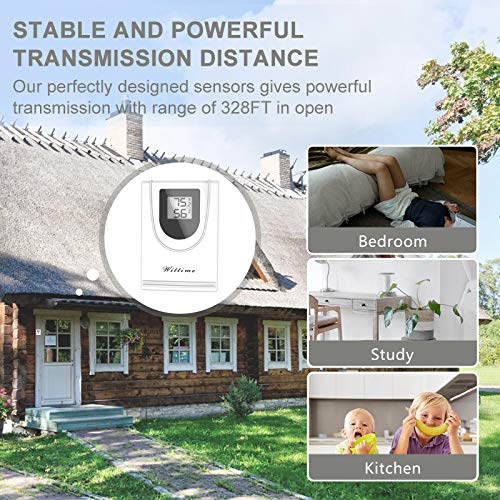Wittime Latest 2081 Wireless Weather Station Indoor Outdoor Thermometer ...