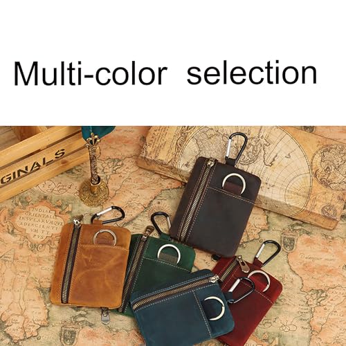 Leather Mini Medieval Pouch Keychain, Change Holder, Coin Organizer, Leather Zipper Pouch Coin，Leather zipper Pouch for Men & Women (Wine red)4