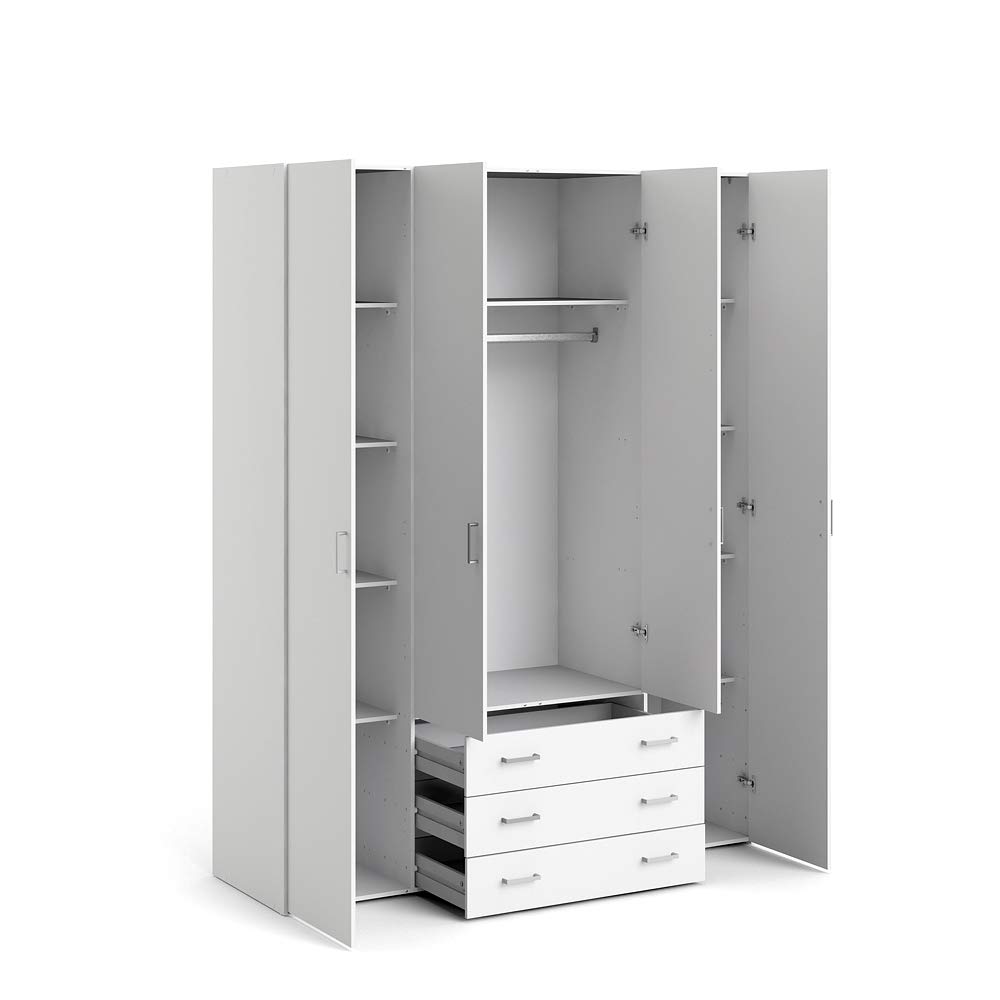 Tvilum 704104949 Jade Armoire avec 4 Portes + 3 tiroirs (200) Blanc