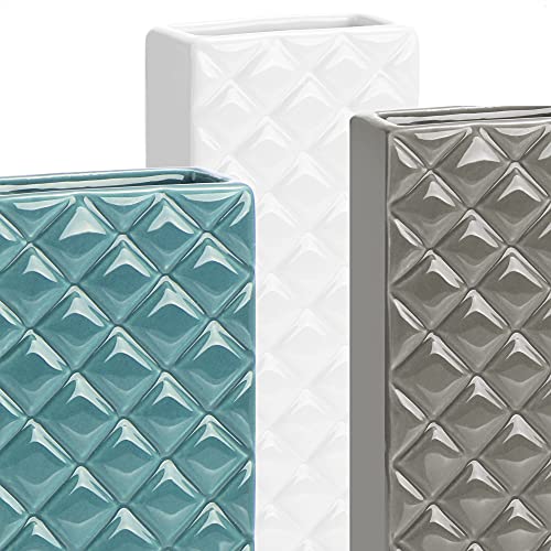 com-four® 3x Luftbefeuchter aus Keramik - Heizkörper-Verdunster zum Befeuchten der Raumluft - Wasserverdunster mit S-Förmigen Haken - Heizungsverdunster mit Diamant-Motiv (3 Stück - Diamant)