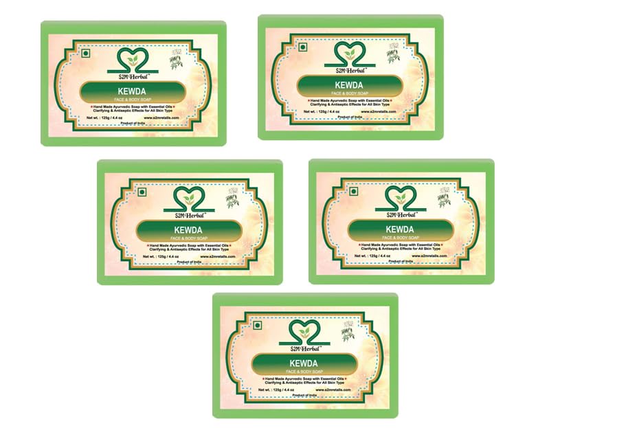 S2M Herbal Pure Kewda Soap, Pack of 5 x 125g