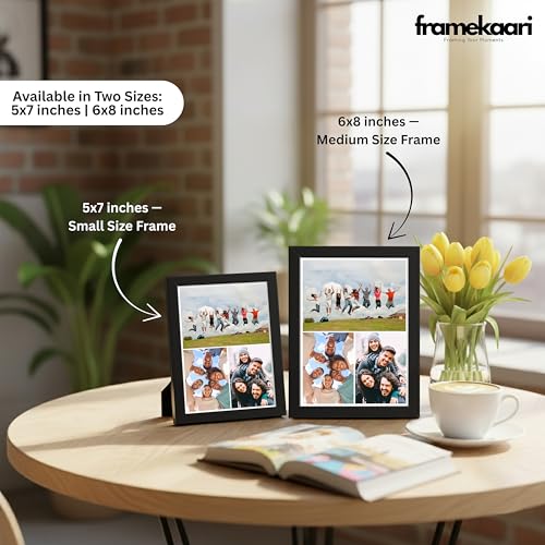 Image of Framekaari Customised Photo Frame | Personalised Gift | Custom 3-Photo Collage | Tabletop & Wall Mount | Room & Home Decor | 16x21 cm (Design-10)