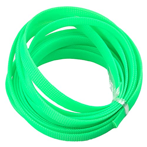 Bettomshin 1Pc 16.4Ft(5m) Cable Management Sleeve, 1/2"(12mm) Width PET Fluorescent Green Cord Protector, Wire Loom Tube Insulated Split Sleeving for USB Cable Power Cord Organizer Video Cable Hider
