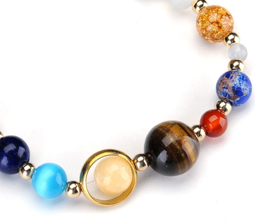 Galaxy Solar System Stone Beads Bracelet Universe Nine Planets Star Elastic Energy Beads Unisex Bracelets Bangles - Image 3