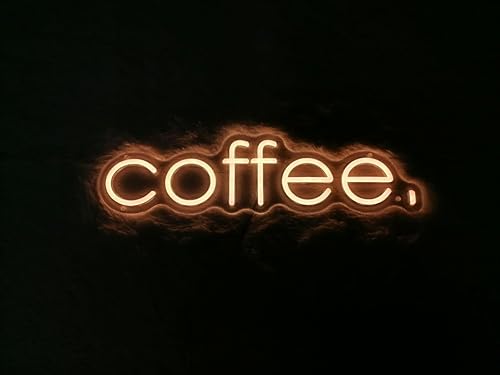Miniatura 5 de Letrero de neón de café (24 x 6 pulgadas, control remoto y enchufe incluido) Café claro LED para cafetería. Decoración de pared para cafetería (24 x