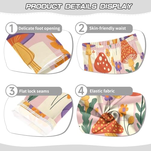 Toddler Girls Leggings Printed Yoga Pants Leggings Purple Mushroom Flower for Kids3