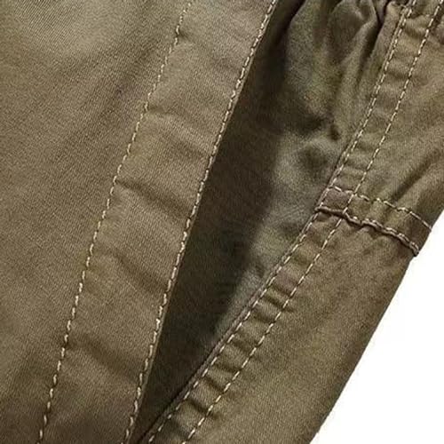 Cargo Pants for Men Elastic Waist Casual Pants Multi Pockets Classic Straight Trouser Outdoor Hiking Cotton Trousers3
