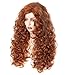 Gerulyss 28 Inches Long Wavy Ginger Wigs for Women Auburn Natural Curly Synthetic costume Hair Wig Fox Red Fluffy Full Head Halloween Wig