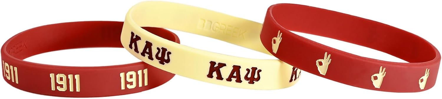 Kappa Alpha Psi Fraternity Paraphernalia - Official Vendor - Set of 3 Silicone Bracelets - Wrist Bands
