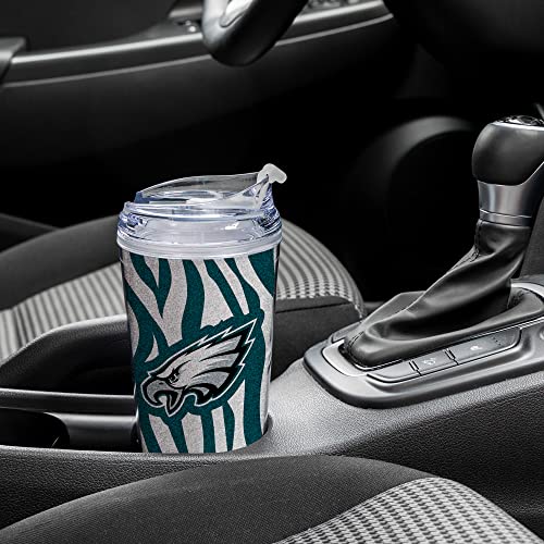 Image of Rico Industries NFL Football Glitter 24oz Acrylic Glitter Tumbler with Hinged Lid, Officially Licensed Double Wall Tumbler with Straw