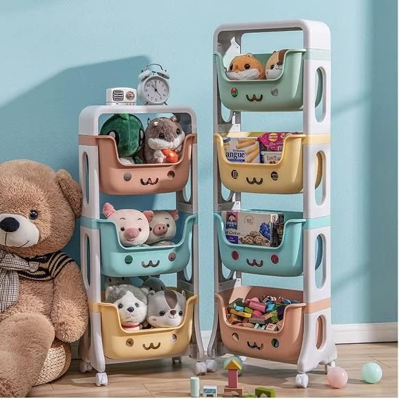 RMAN® Regał na Zabawki Regał Dziecięcy do Przechowywania Organizer do Pokoju Dziecięcego z Kółkami 3 Regały na Zabawki Regał na Książki Dla Dzieci do Sypialni Kuchni 39,5 x 25 x 95 cm