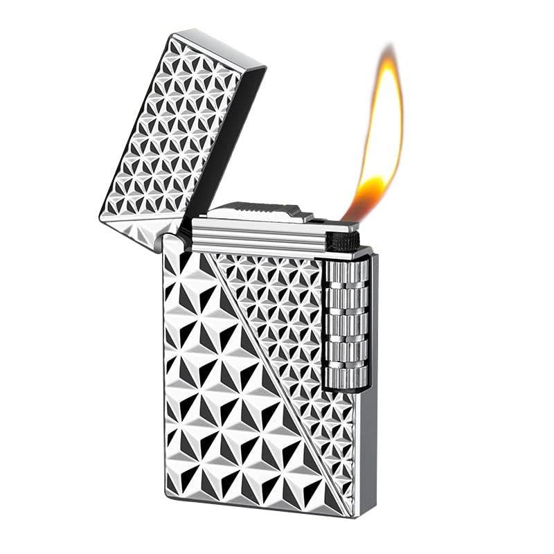 Encendedor de gas butano metal ultradelgado plateado