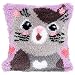Beyond Your Thoughts DIY Latch Hook Kits Throw Pillow Cover Cute CAT Rug Pattern Printed 16X16 inch, Crochet Needlework Crafts for Kids and Adults
