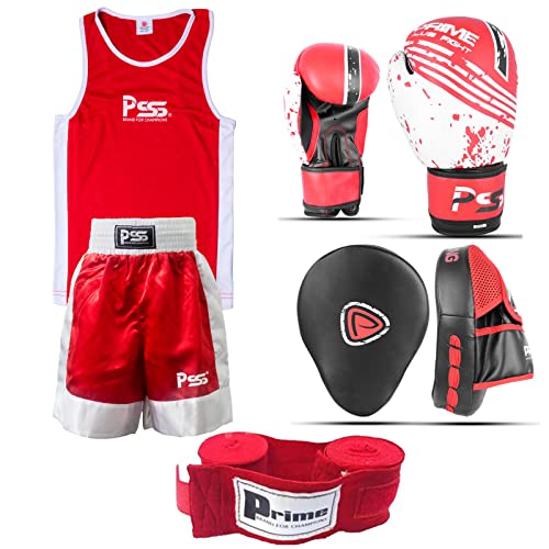 Gants de boxe 1004 170g pour enfants avec bandes de maintien et short de boxe de 3 à 14 ans