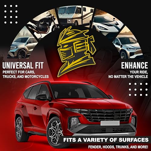 Image of Samurai Emblem, Custom 3D Car Badge - Universal Exterior Accessories for Car, Truck, SUV, Motorcycle (Set of 2) (Yellow)