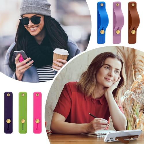 Image of Weewooday 6 Pieces Phone Grip Holder Cell Phone Grip Strap Telescopic Finger Strap Stand Universal Finger Kickstand for Most Smartphones(Lovely Color,Classic)