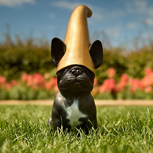 Doodle Gnome Frenchie Gnome - Black Frenchie Statue With Gold Hat Cute French Bulldog Decor Garden Gnome #TOP3