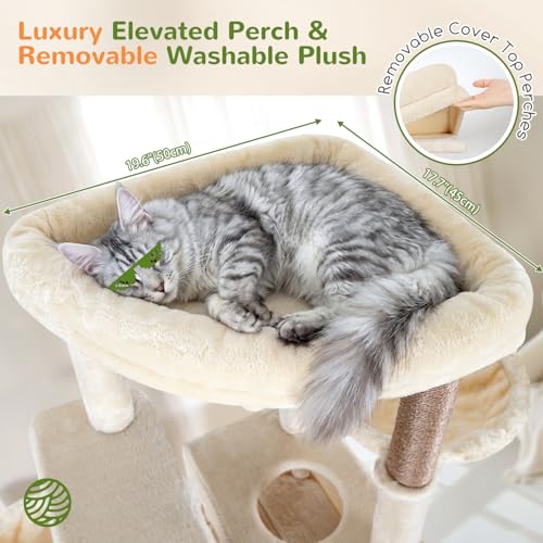 Torre para gatos grande de 81 pulgadas Beige Globlazer miniatura 2