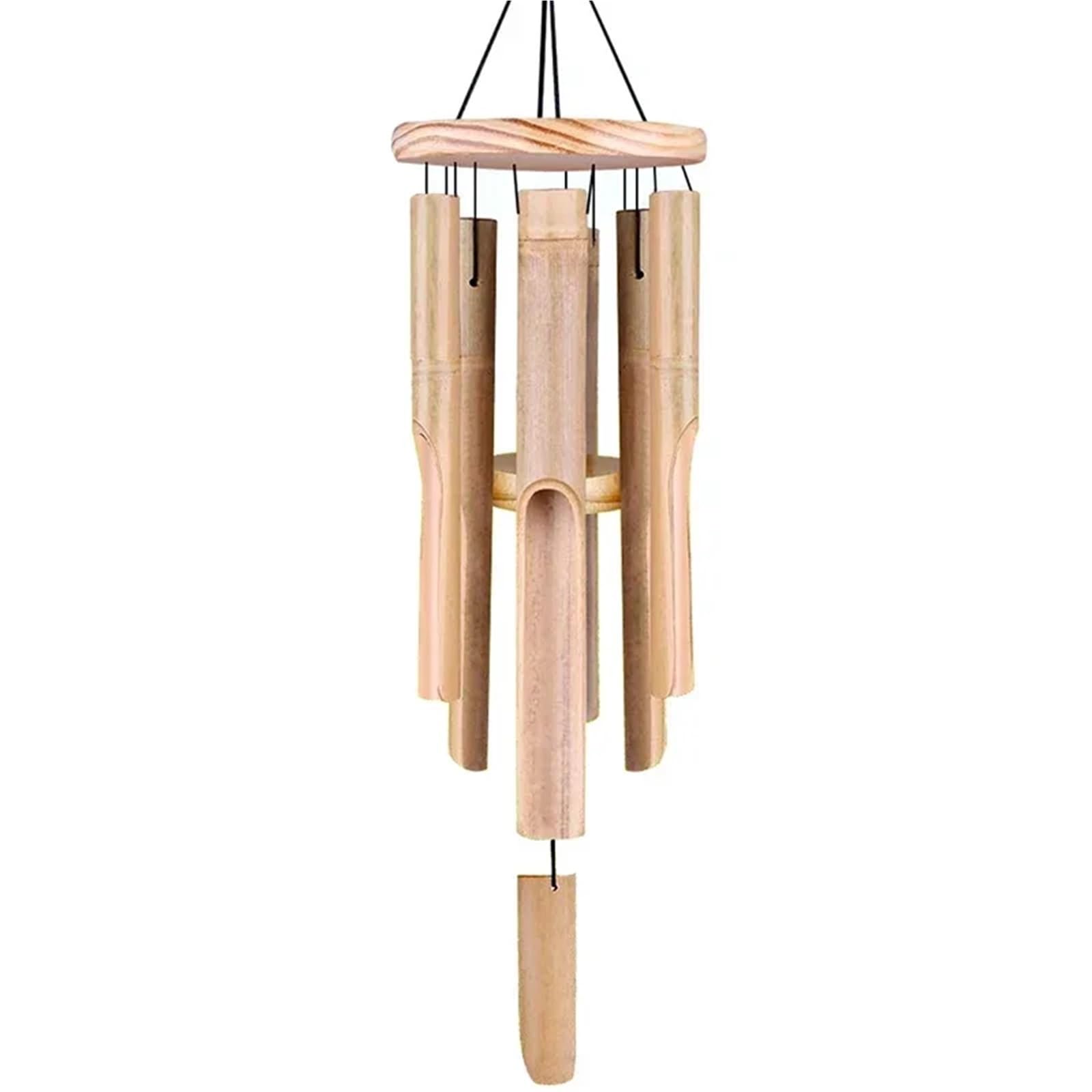 Carillons éoliens en Bambou à 6 Tubes, avec Son Naturel Relaxant et apaisant, carillons d'extérieur sculptés à la Main for Jardin, Patio, décoration extérieure de la Maison(A)