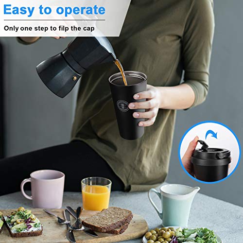 Jovego Termo Taza de Café, 500ml Vaso Termico de Viaje 100% a Prueba de Fugas, Taza de Acero Inoxidable para Beber con… - Imagen 3