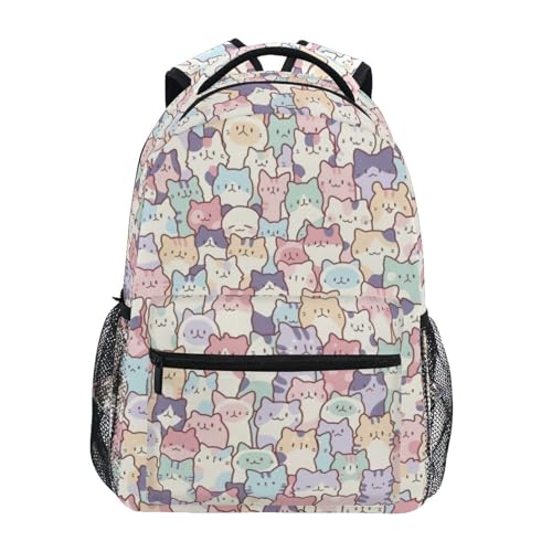 Cute Colorful Cats Kids Backpacks for Girls Boys Teenager,BookBags Back to School Bag,Lightweight Travel Daypack Laptop Backpack,Elementary Primary Middle School Bags for Age 6-12