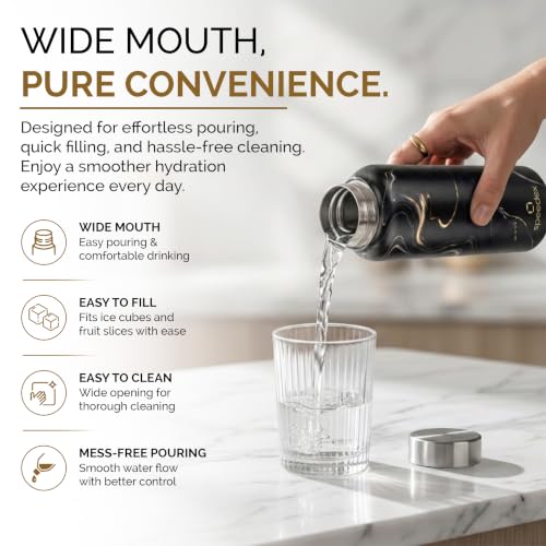 Image of Speedex Stainless Steel Printed Water Bottle 1 Ltr 1000 ml, BIS Approved, Leak Proof Screw Cap Bottle for Office, School, Travel, Daily Use for Men, Women, Kids, Adults, Gold Mine, Set of 3