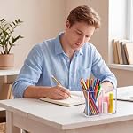 Gejoy 3 Pcs Acrylic Pencil Pen Holder for Desk, Clear 2 Compartment - Image 6