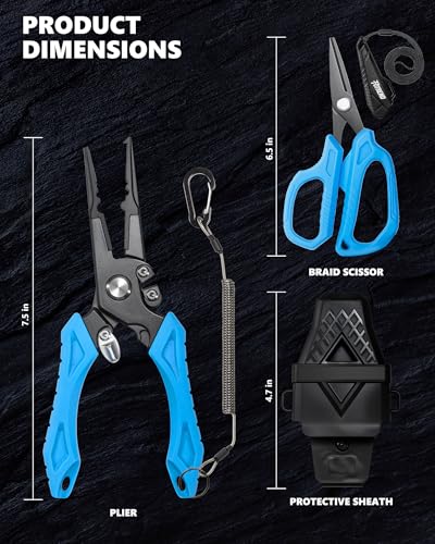3Pcs Fisihng Tool Kit, Fishing Plier with Sheath, Fishing Scissor - Saltwater Resistant Fishing Gear, Line Cutter, Hook Remover, Fishing Tool Set, Gift for Men - Image 3
