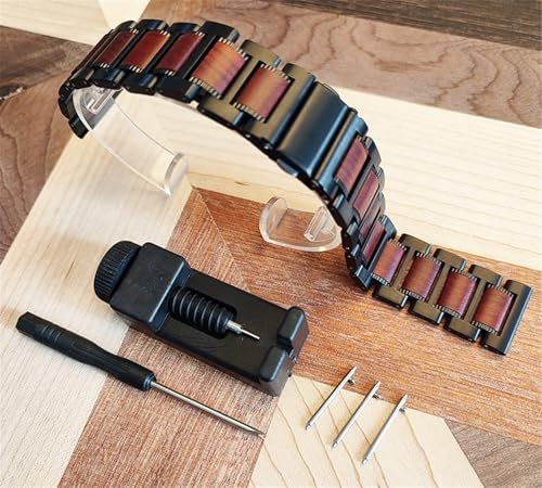 Bracelet montre interchangeable 22mm bois acier pour changer de style