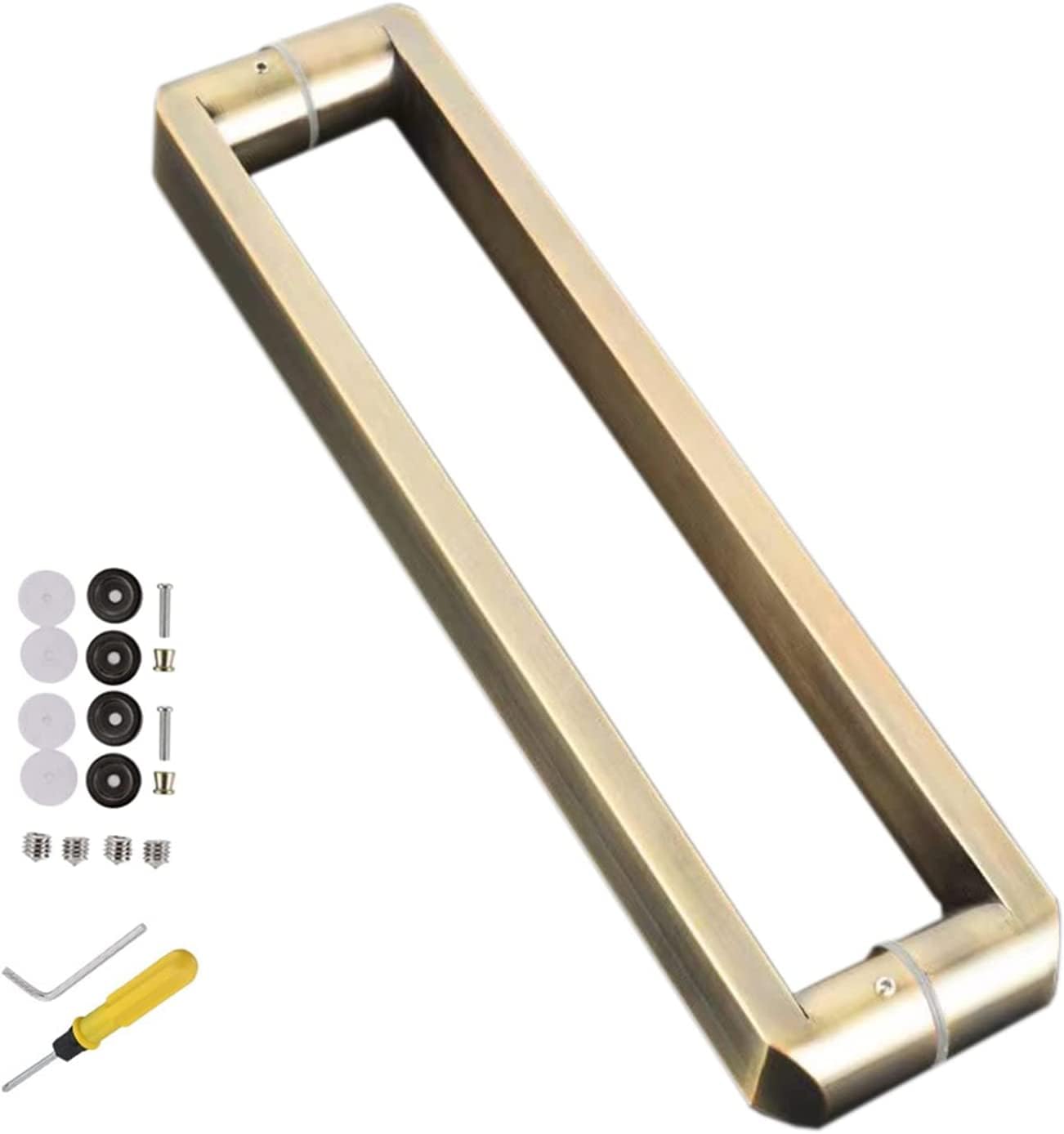 WXPGFEQ Modern Stainless Steel Entry Door Handle - Heavy Duty Push/Pull for Bathroom & Shower, Sliding Barn Door Handle with Fittings, Two-Sided Glass Shed Door Pull Handle
