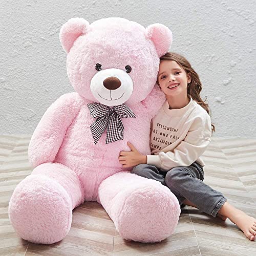 Peluş 120 cm Papyonlu Sevimli Ayı - Sevgiliye Özel Hediye Pembe