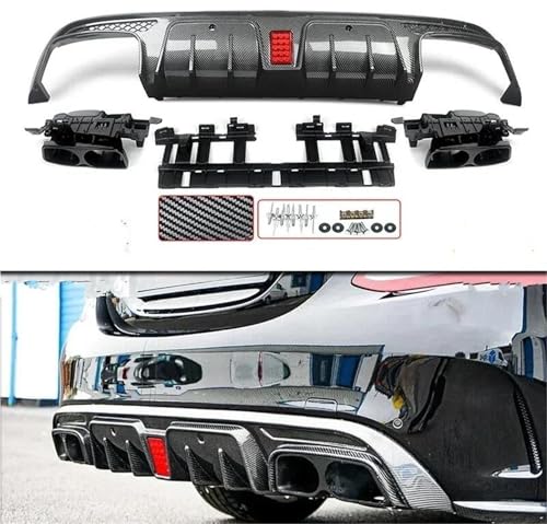 Diffuseur arrière avec embouts look carbone pour Benz W205 4 portes - 2