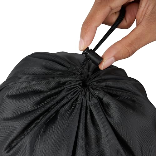 Drawstring Bag with Toggle - Nylon Cinch and Ditty Pouch - Six Pack (Black, 9 x 12 Inch)
