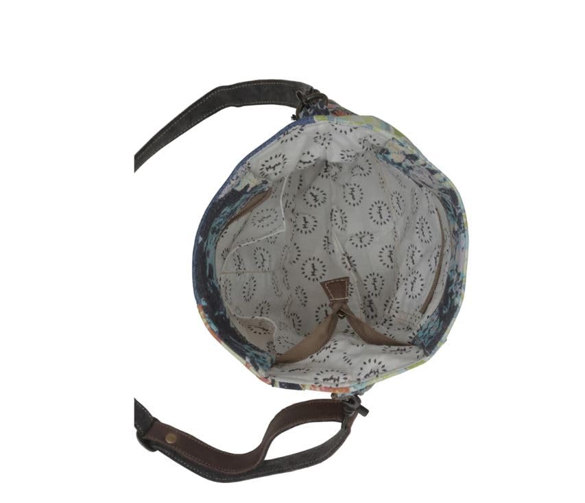 Myra Bag Western Leather Shoulder Bag for Women - Upcycled Canvas Crossbody Bag Le Fleur Blu4