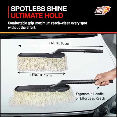 Image of Wax Pro Car Duster | Wax-Coated Duster | Lint-Free & Scratch-Free Cleaning | Waterless Wash | Car Dust Cleaner | Easy Grip Long Handle