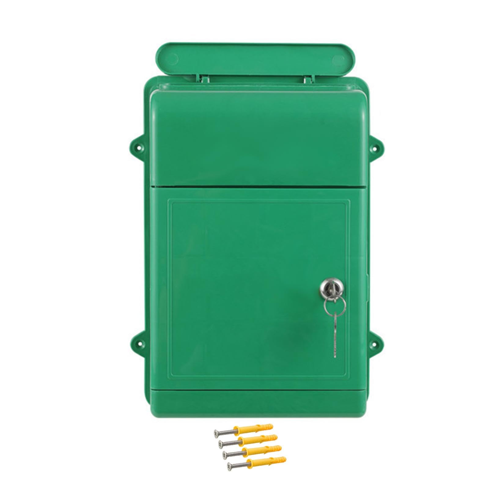 Wall Mounted Mailbox Hanging Post Box Collection Box Door House Key Drop Box Green-image-27