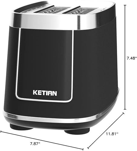 Miniatura 7 de Tostadora inteligente con pantalla táctil, tostadora digital eléctrica automática KETIAN de 2 rebanadas, 7 ajustes de tostado, modos preestablecidos