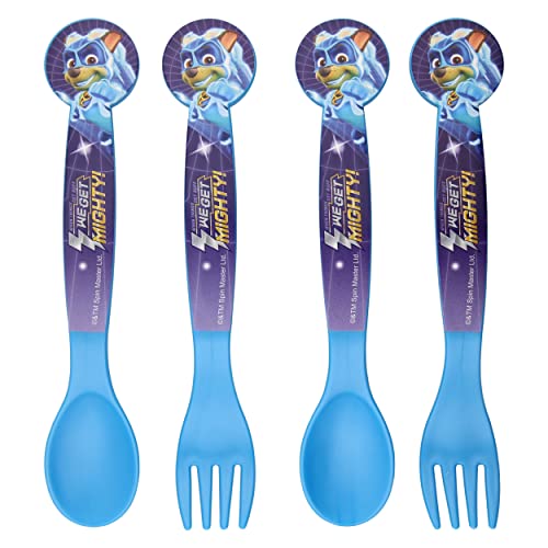 damaloo Set de Couvert Enfant Pat Patrouille Mighty Pups - Lot de 2 Fourchettes et Cuillères en Plastique pour Enfant, Petits Couverts en Plastique Légers et Réutilisables pour Bébés et Enfants Cover